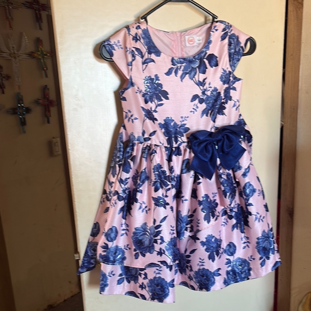 Floral Pink and Blue Kids Dress